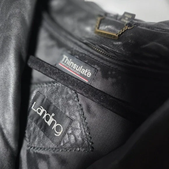 Alamo Landing‎ Leather Jacket Mens Black Thinsulate Lined Moto Bomber Medium VTG